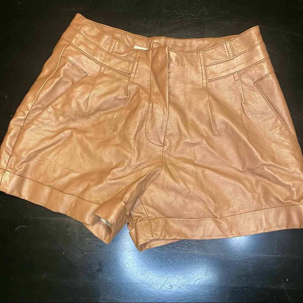 Brown leather shorts
